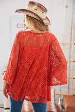 RustCrochet Lace Lined Bell Sleeve Flare Blouse