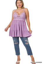Crochet Lace Ruffle Cami Dress   Plus
