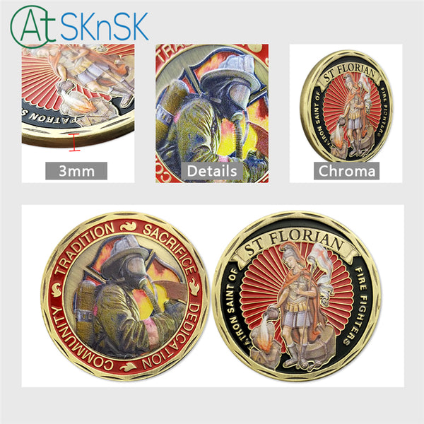 Saint Florian Firefighters US challenge coins