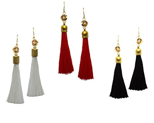 Long Beaded Red Tassel Earrings for Women – namana.london