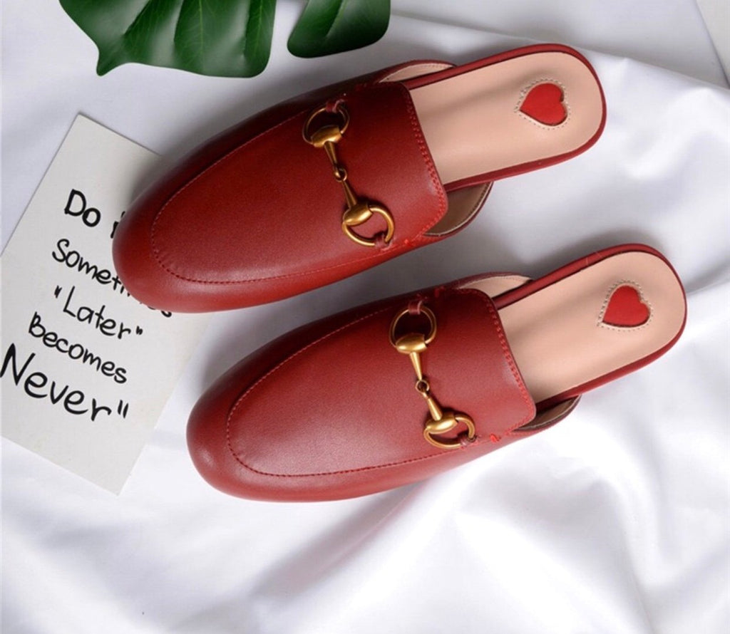 Monaveen Red Leather Mules – MONAVEEN 