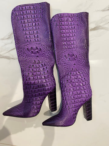 purple croc boots