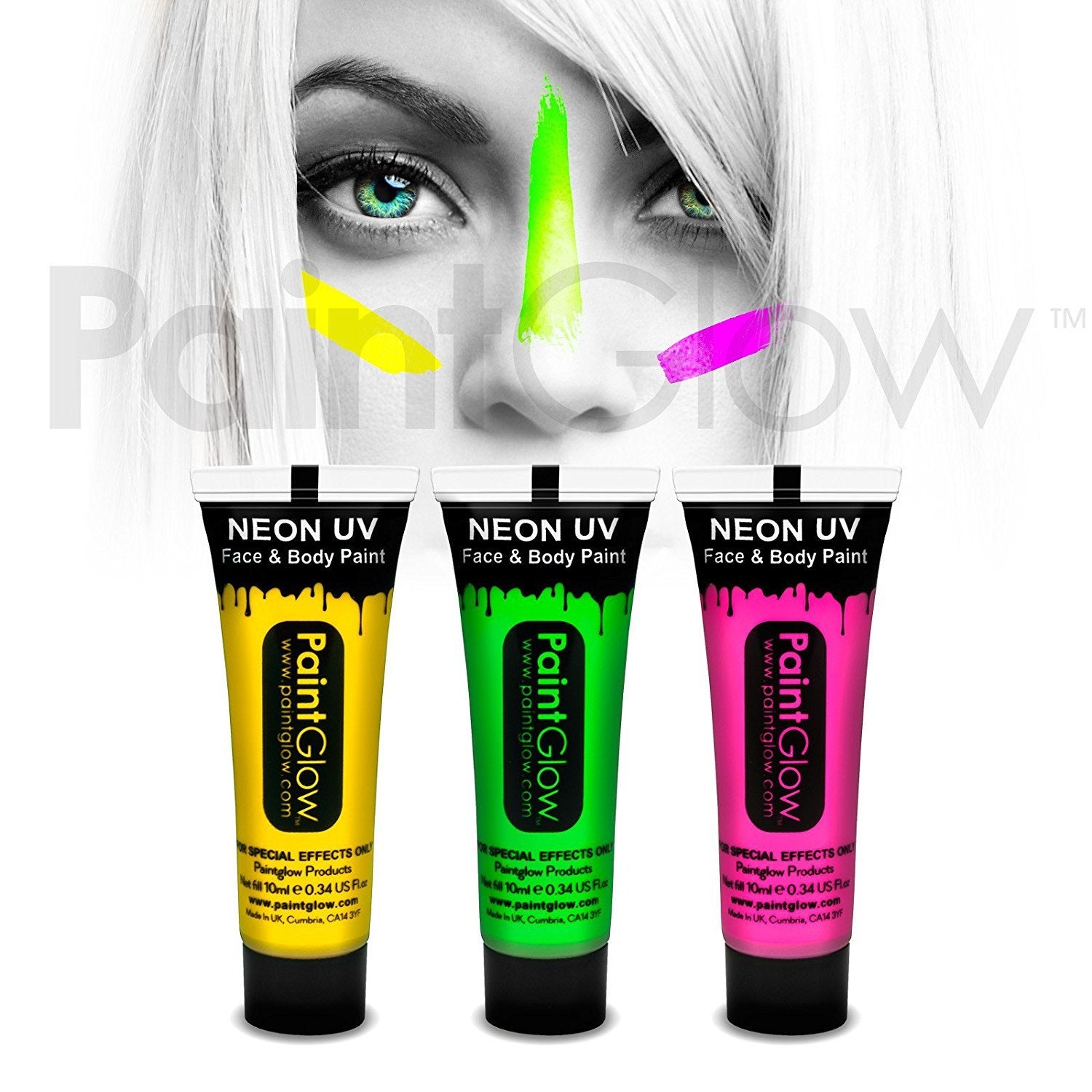 Paint Glow UV Face Body Paint 3 Pack Party Perfecto