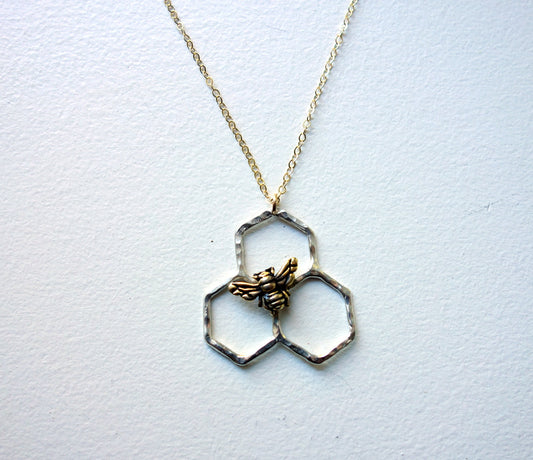 Bee Necklaces for Women Sterling Silver with CZ Honey Jewelry Honeycom–  romanticwork