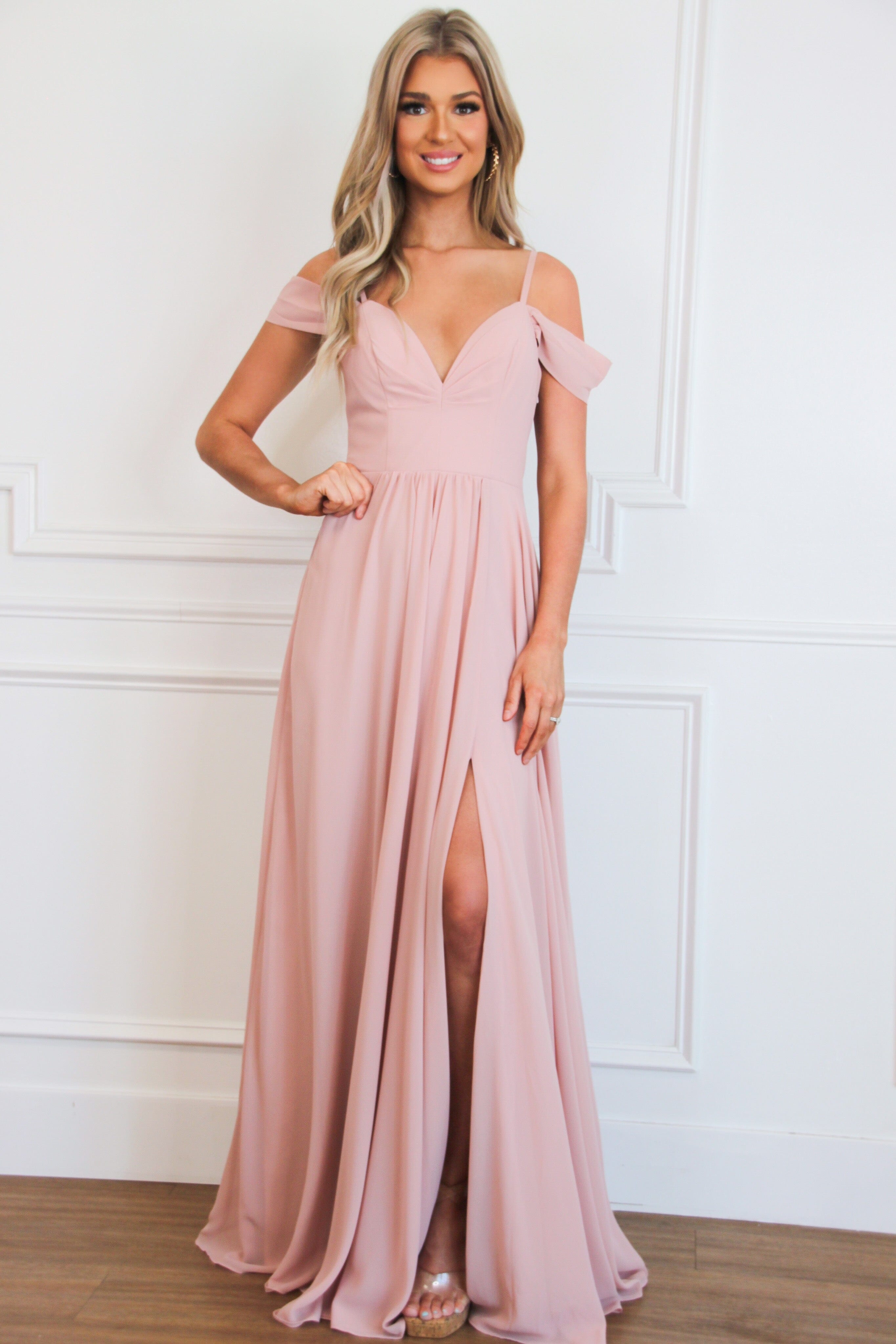 Heaven Sent Chiffon Maxi Dress: Blush