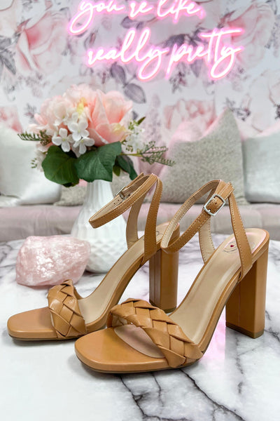 Strappy high block heel sandals in camel leather . Pura López | Block heels  sandal, Block heels, Sandals