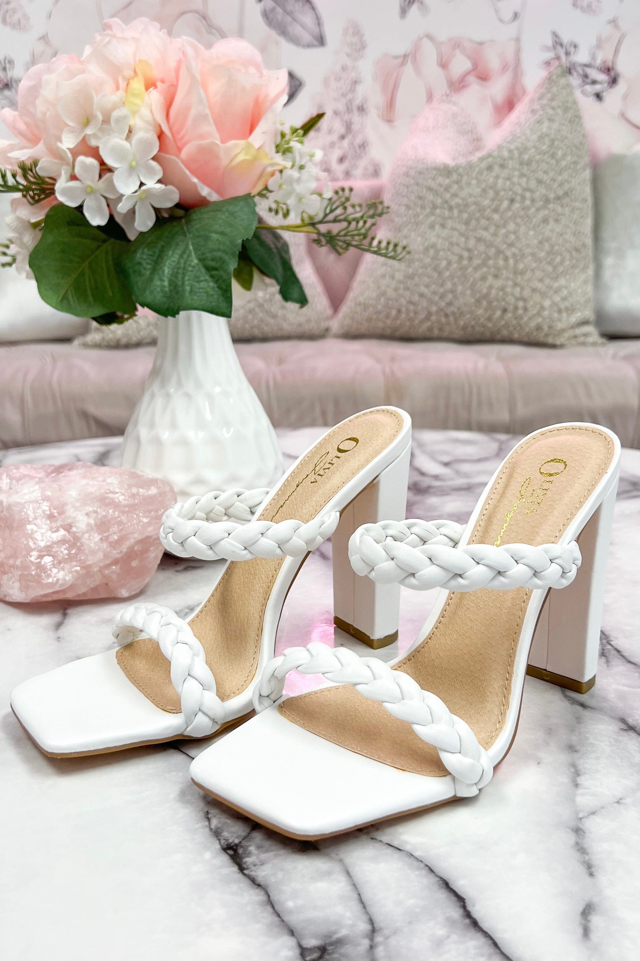 Darrah Braided Heels: White