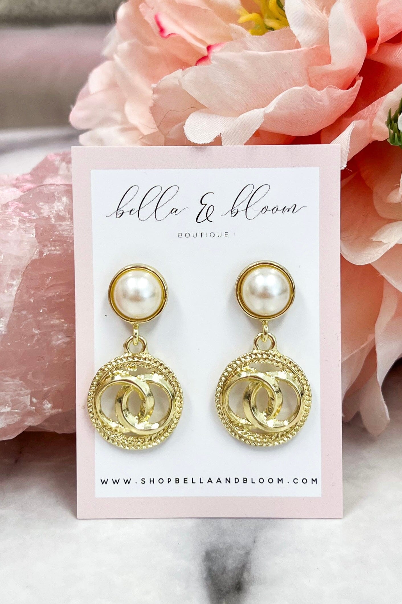 Coco Pearl Drop Earrings: Gold