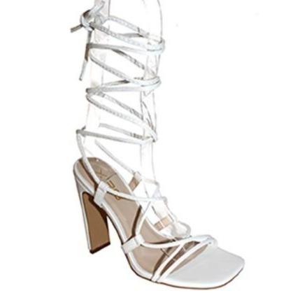 Take Me Downtown Lace Up Heels: White