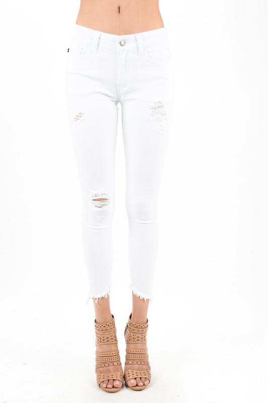 Adelyn Distressed KanCan Denim: White