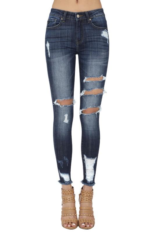 Bella And Bloom Boutique Charlotte Distressed Kancan Denim Dark Wash