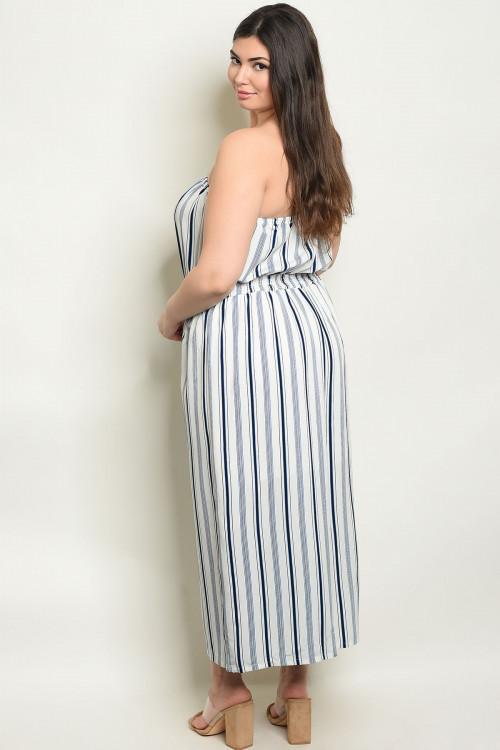 Happier Days Jumpsuit: White/Navy