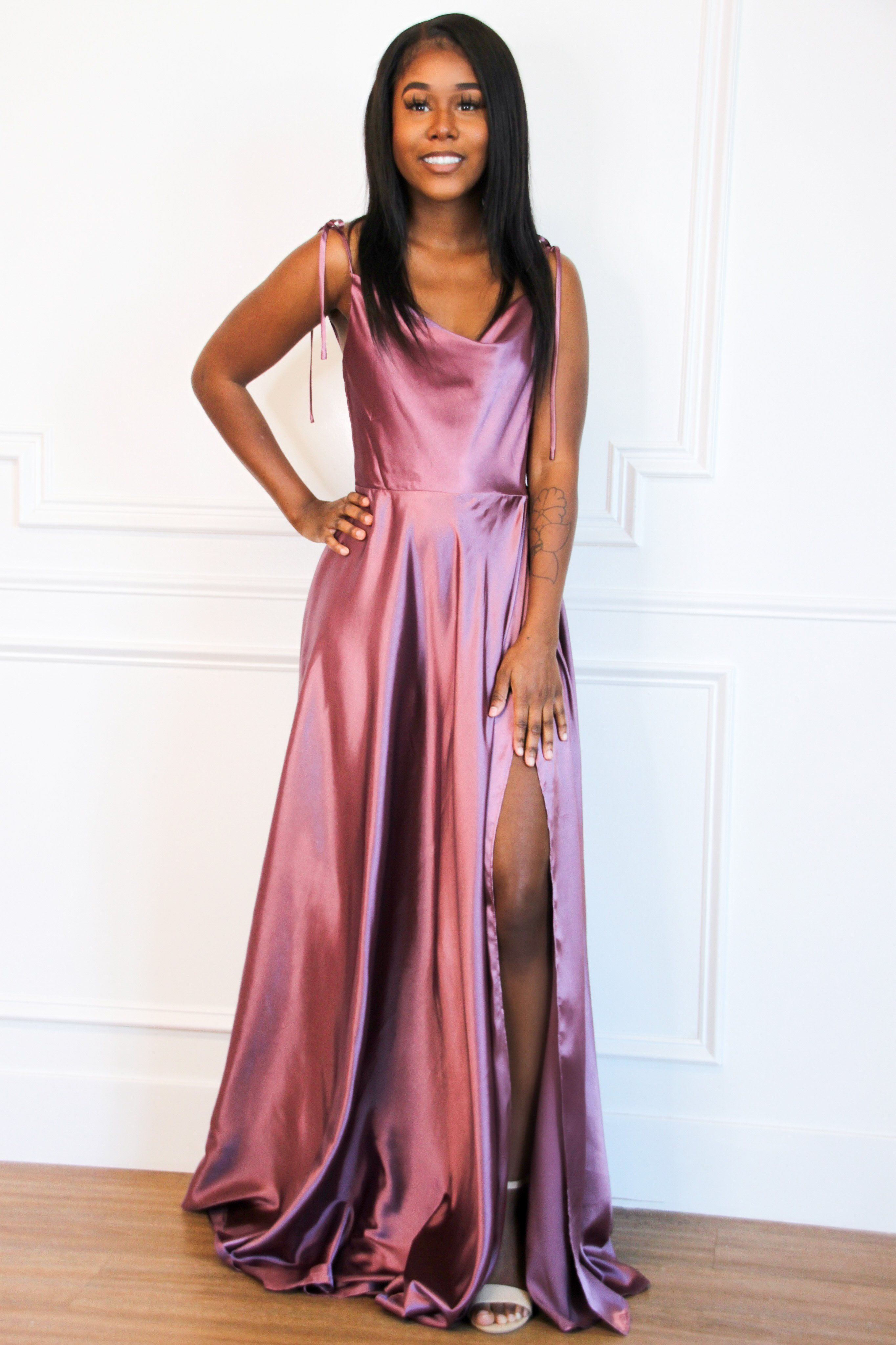 Tonight's the Night Satin Formal Dress: Plum