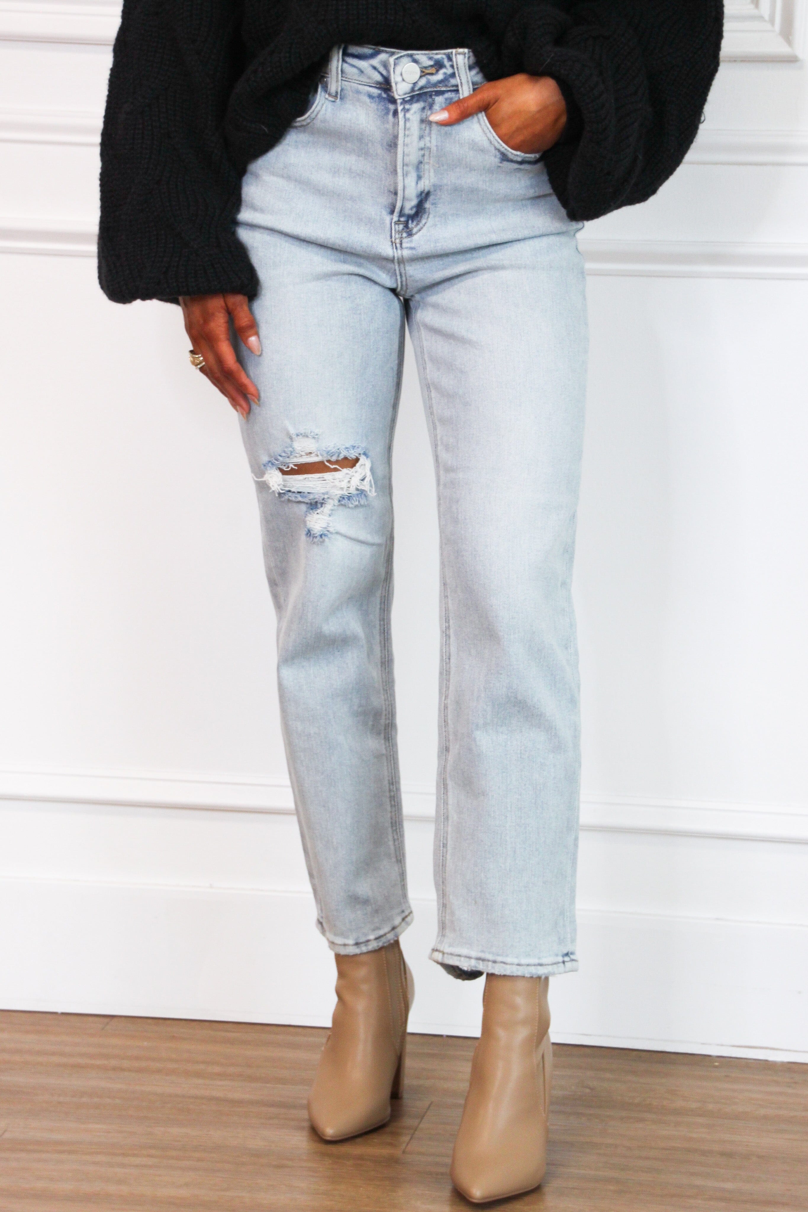 Raine Distressed Denim: Light Wash