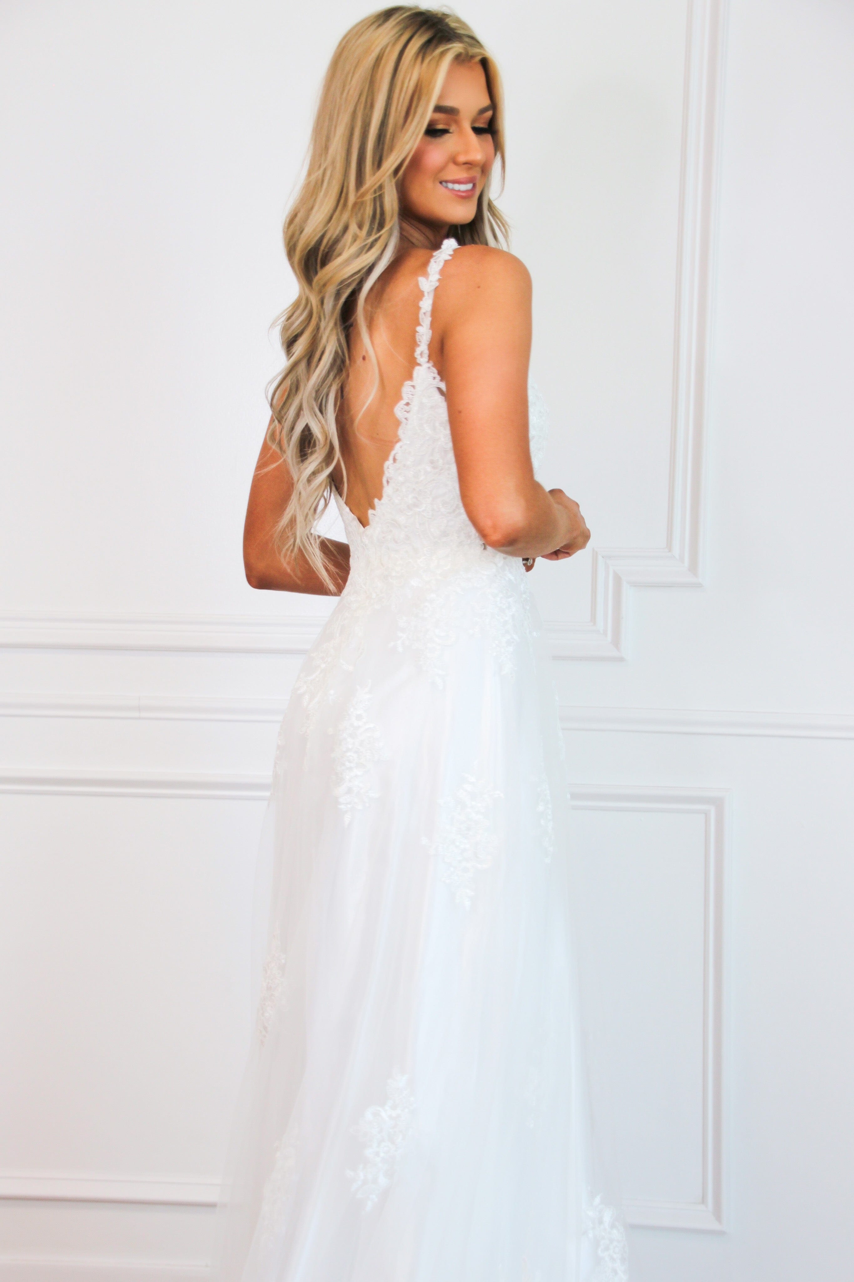 Isabel A-Line Lace Wedding Dress: White