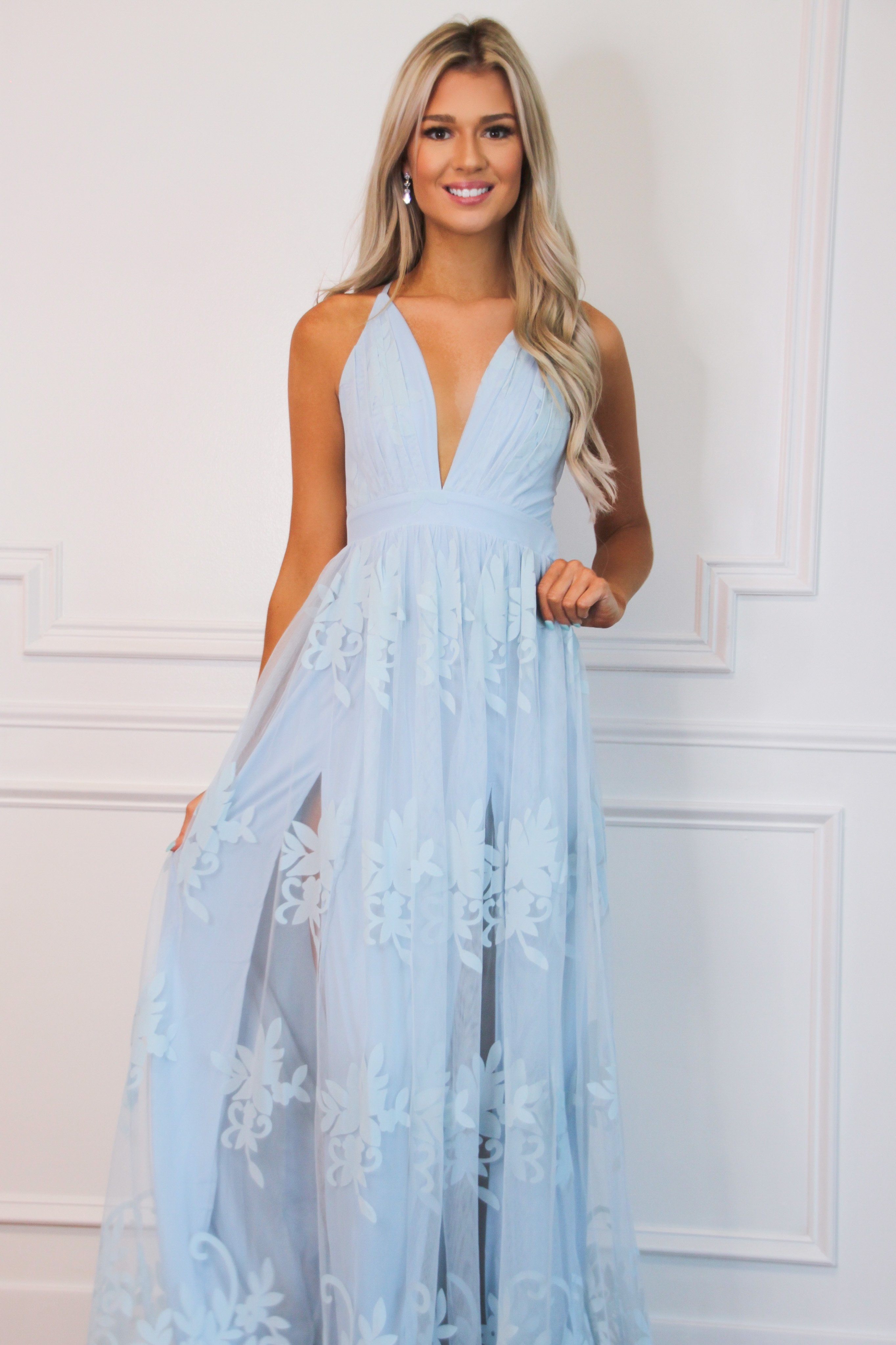 Here Comes the Bride Maxi Dress: Light Blue