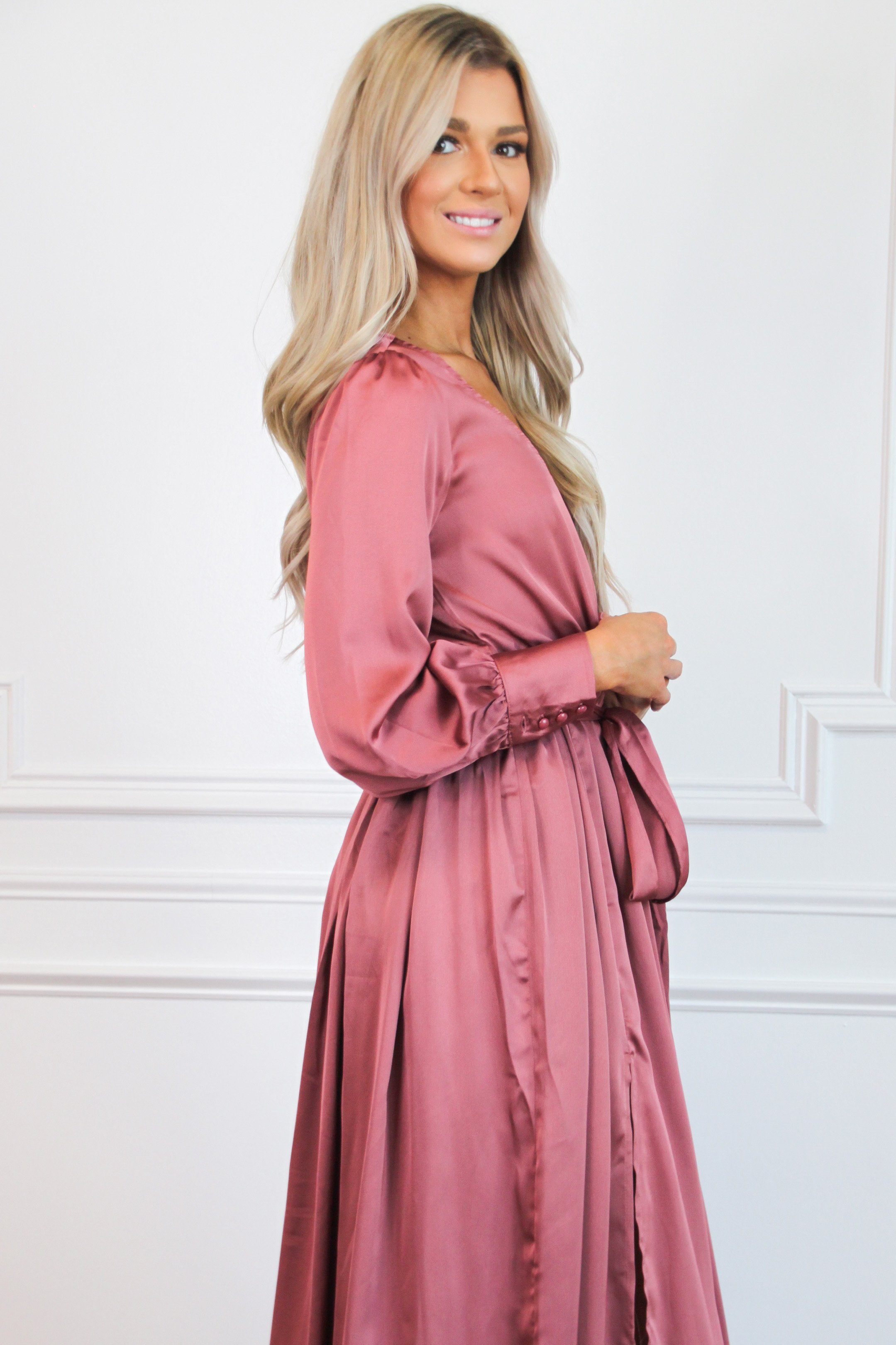 Winter Beauty Maxi Dress: Mauve