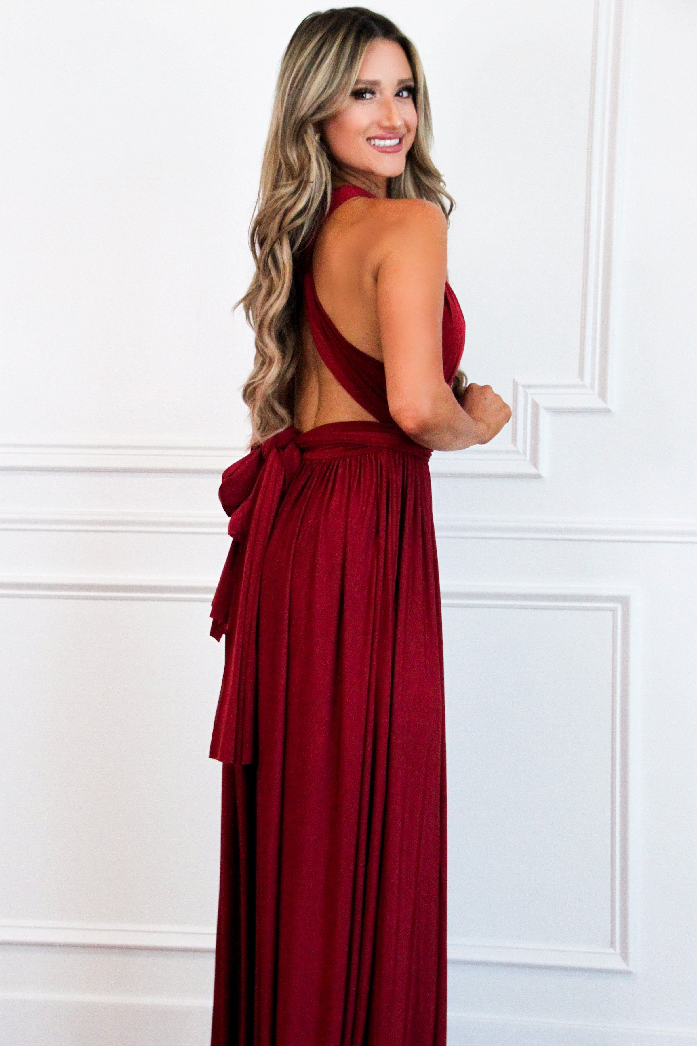 Enough For You Wrap Maxi Dress: Burgundy