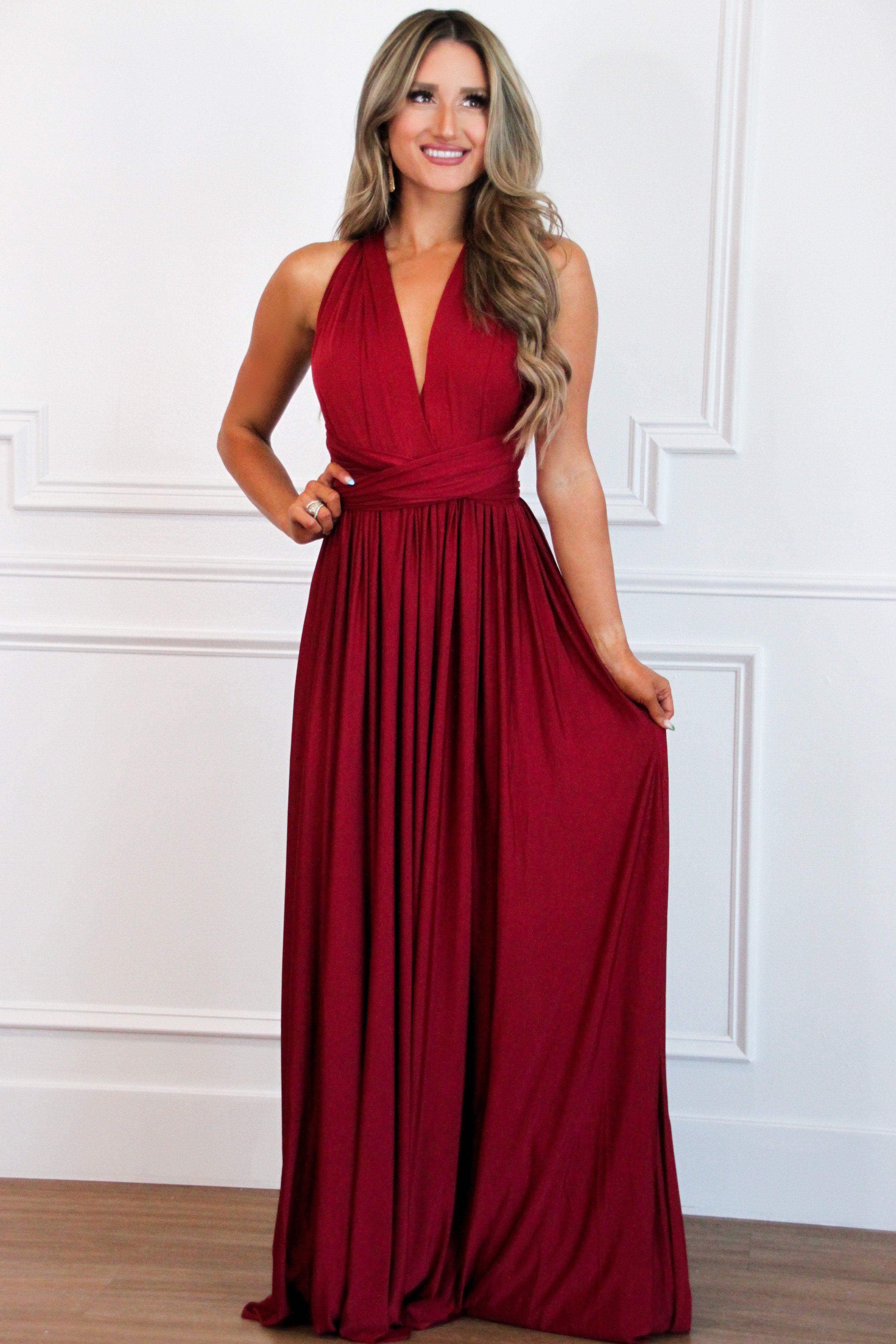 Enough For You Wrap Maxi Dress: Burgundy