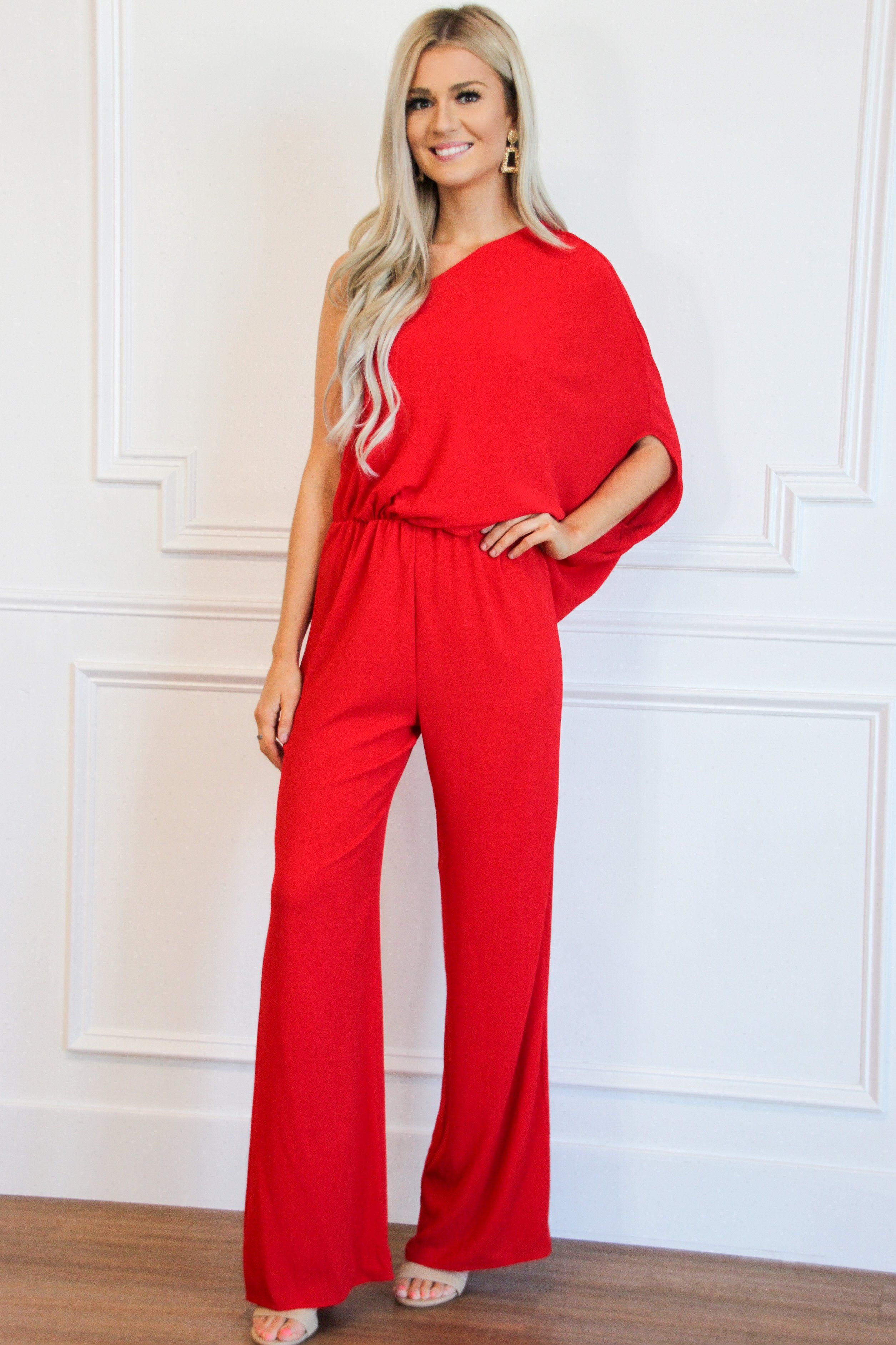 Don’t Start Now Jumpsuit: Red