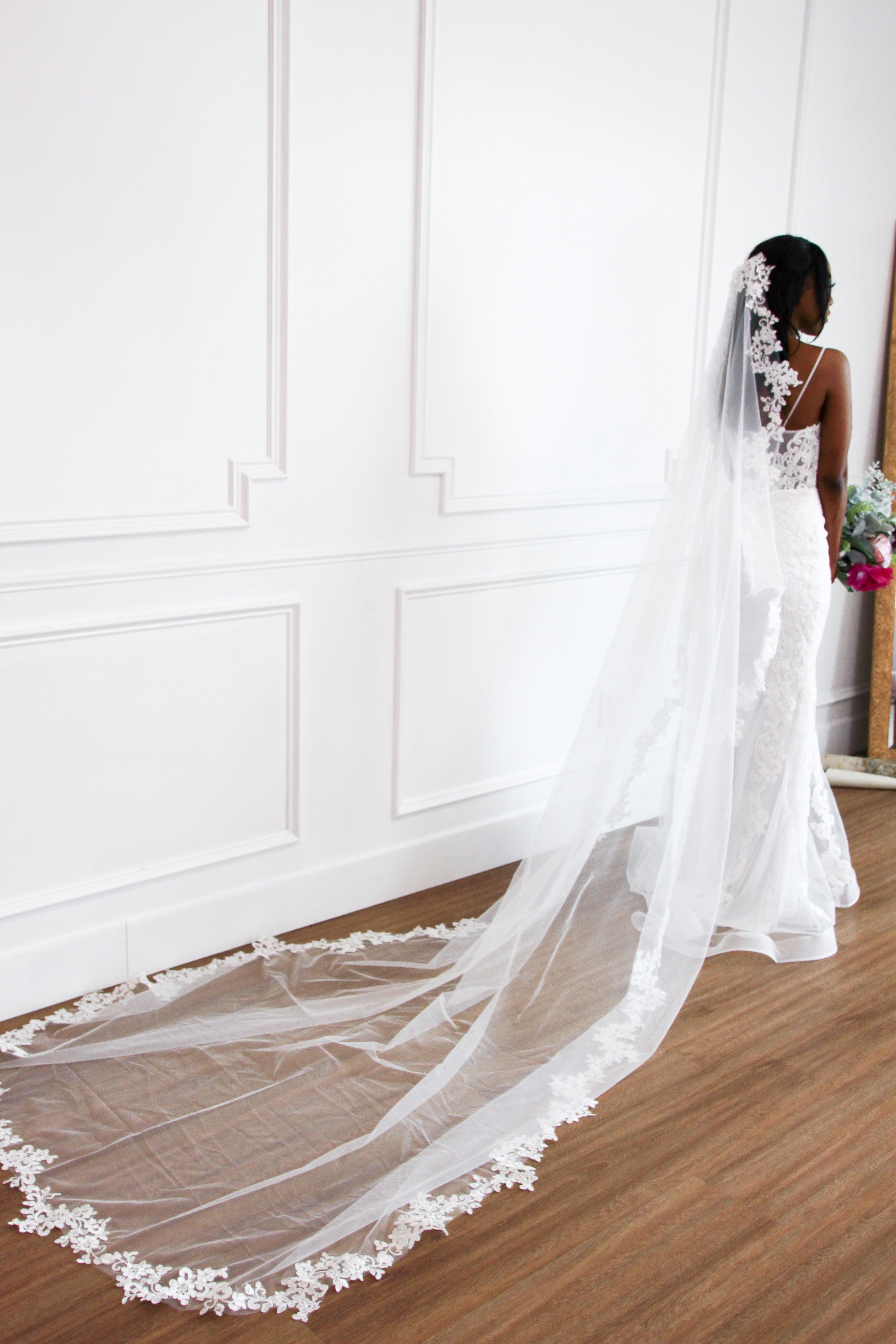 Covered in Lace Wedding Cathedral Veil: Off White