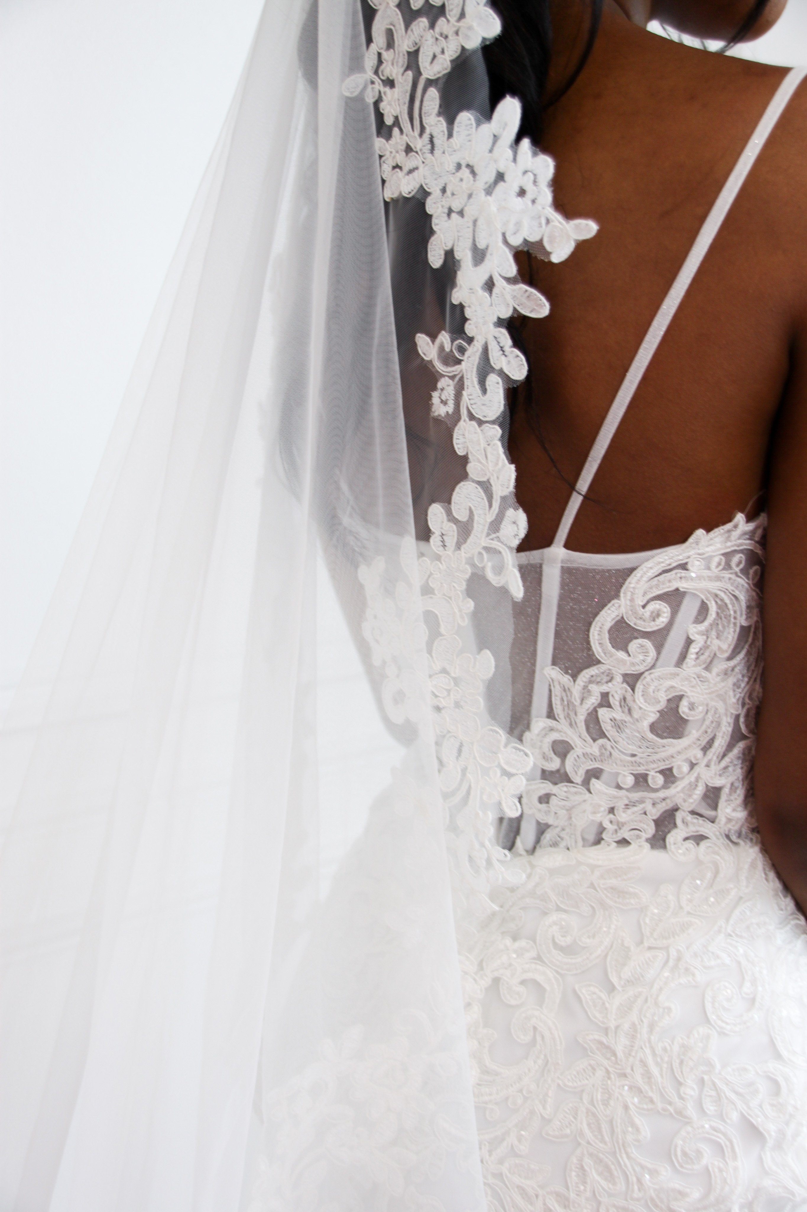 Covered in Lace Wedding Cathedral Veil: Off White