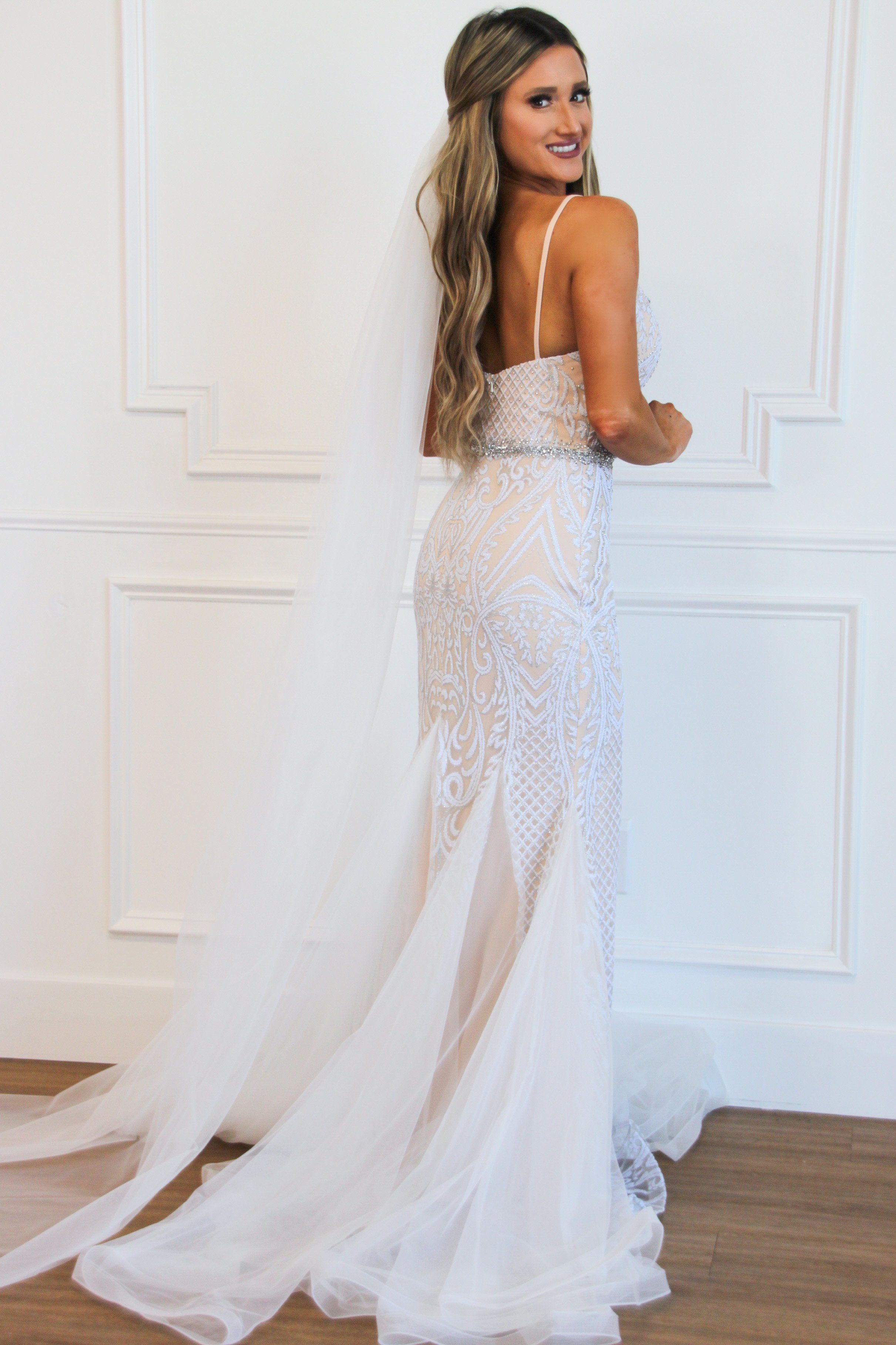 Love of My Life Beaded Wedding Dress: White/Nude