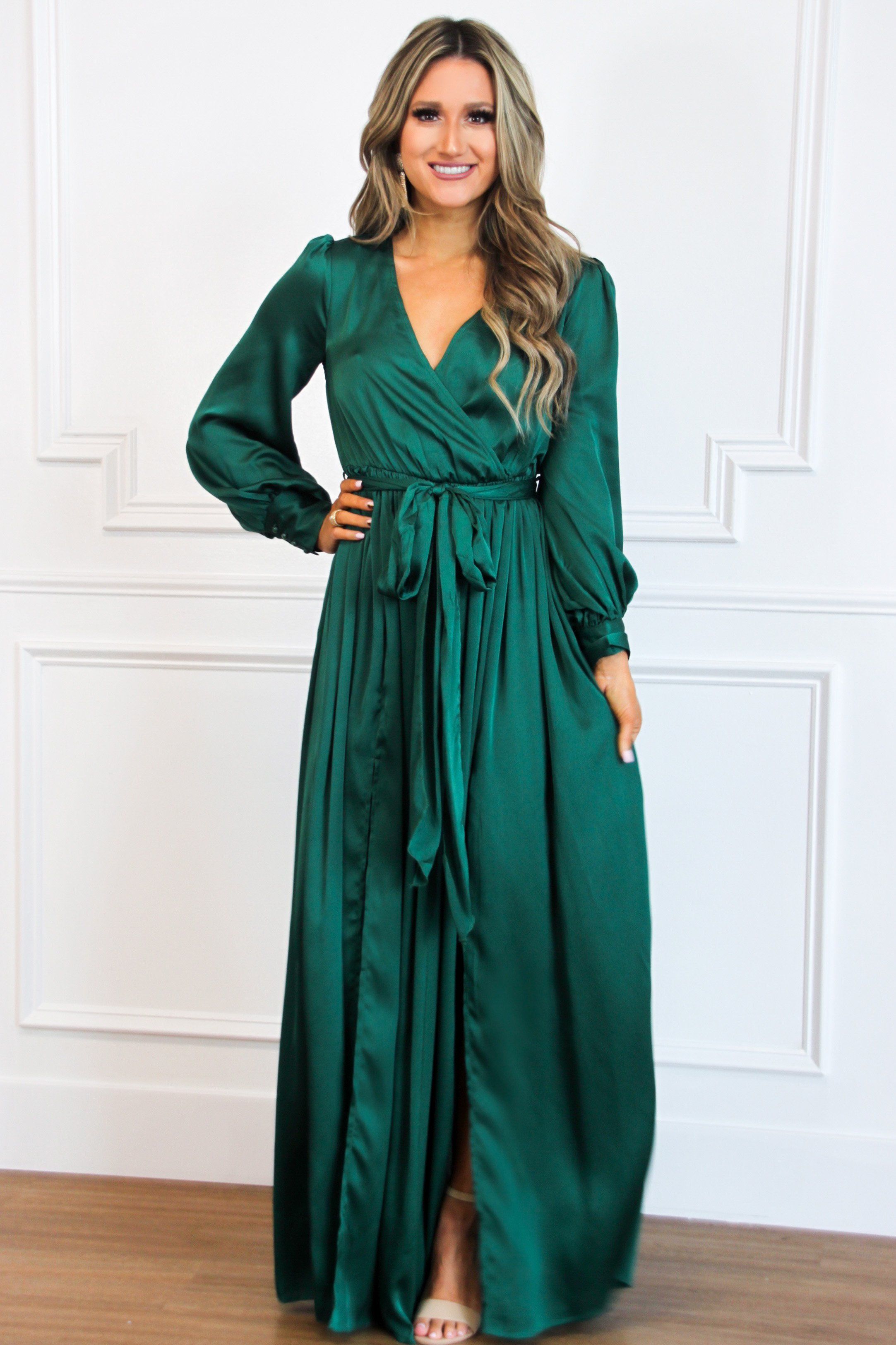 Winter Beauty Maxi Dress: Hunter Green