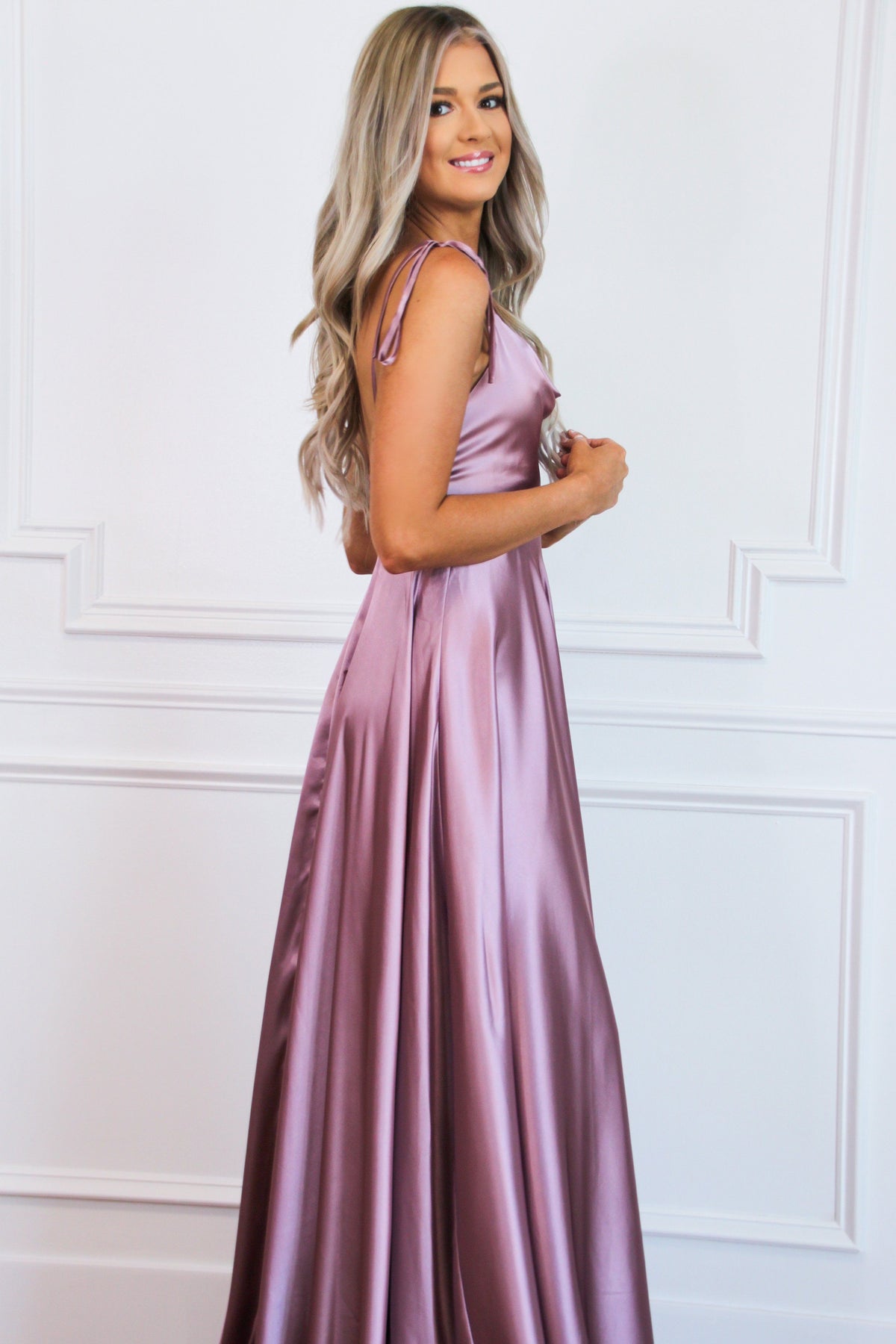 Bella and Bloom Boutique - Tonight's the Night Satin Formal Dress: Mauve