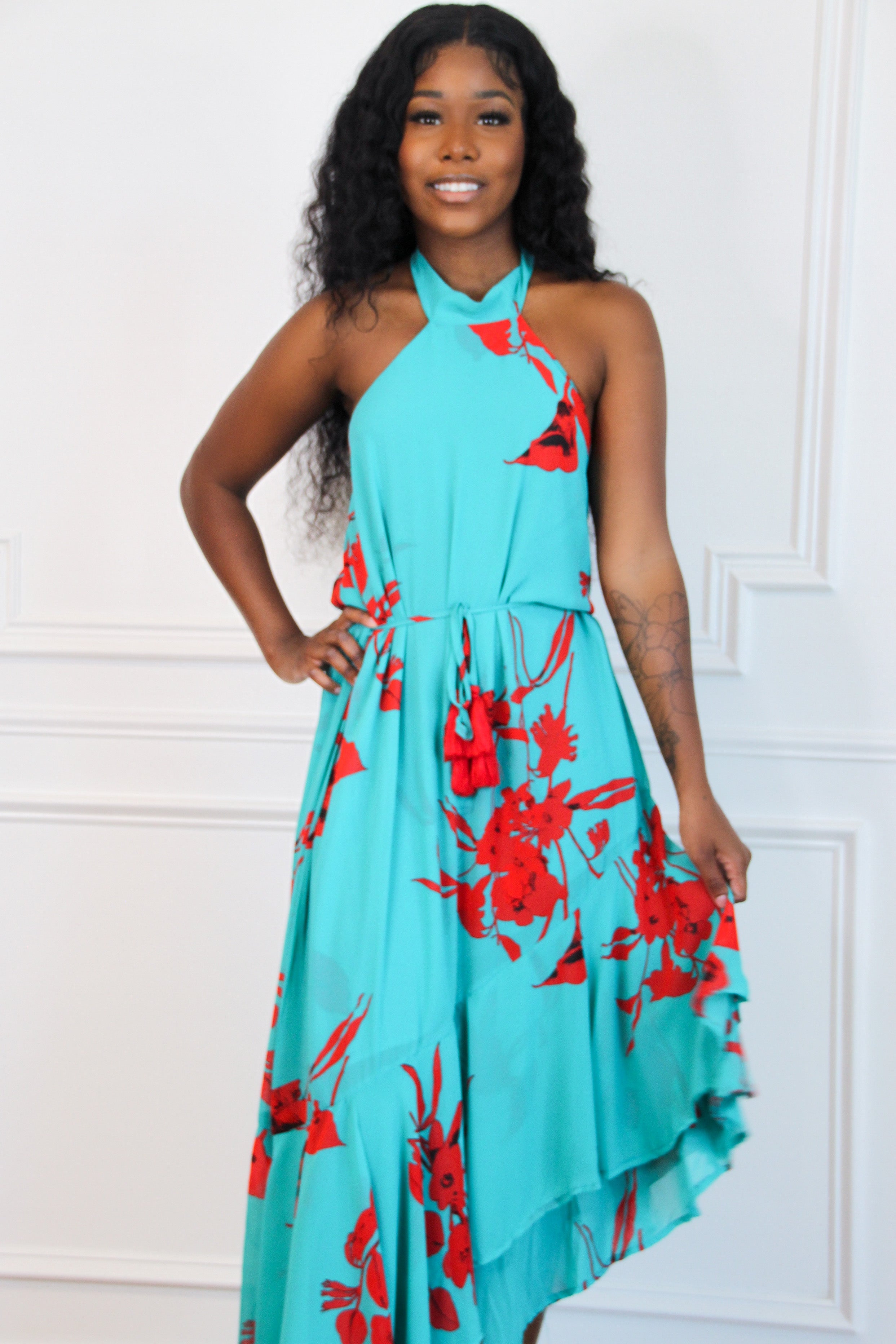 Caribbean Kiss Midi Dress: Aqua