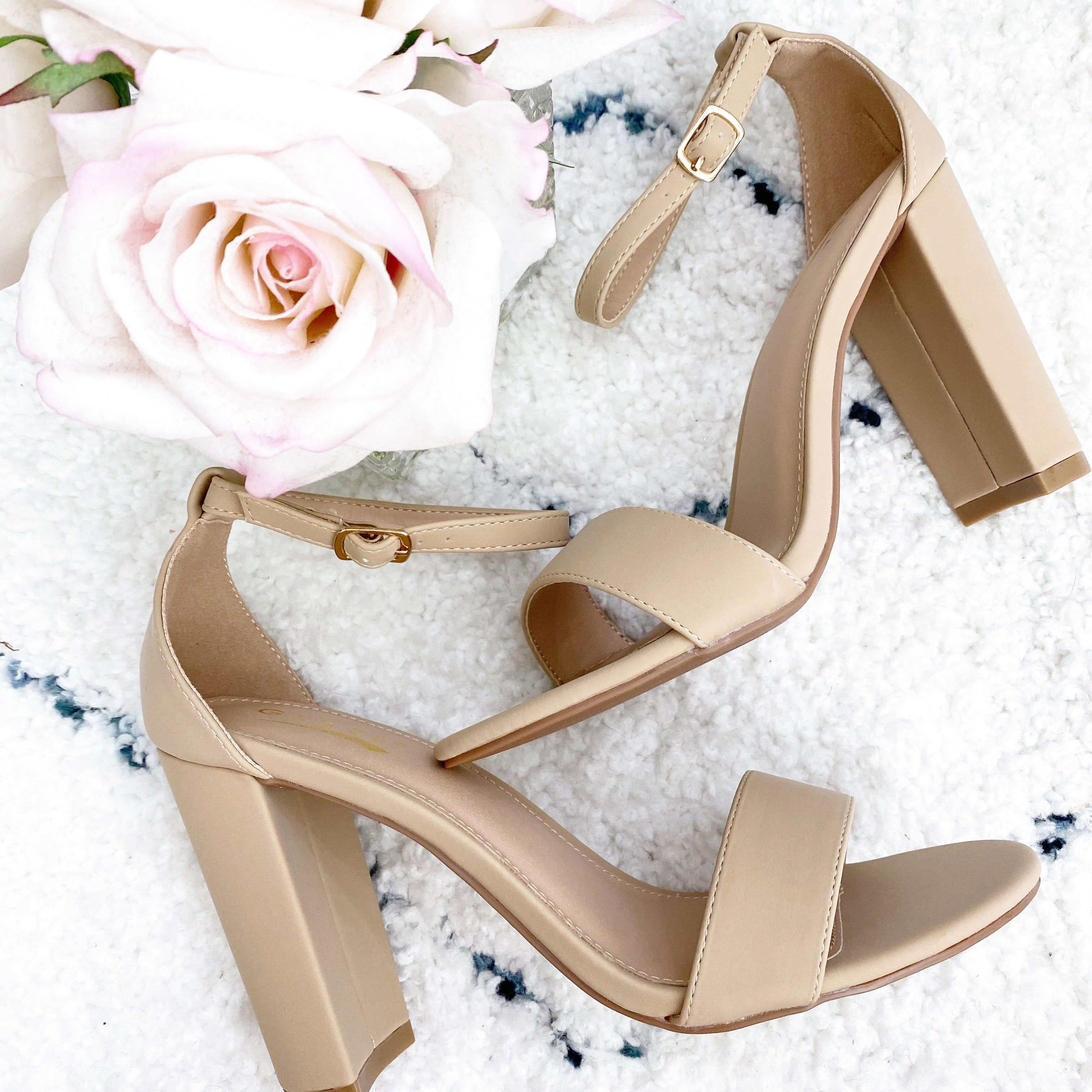 Olivia Block Heels: Nude