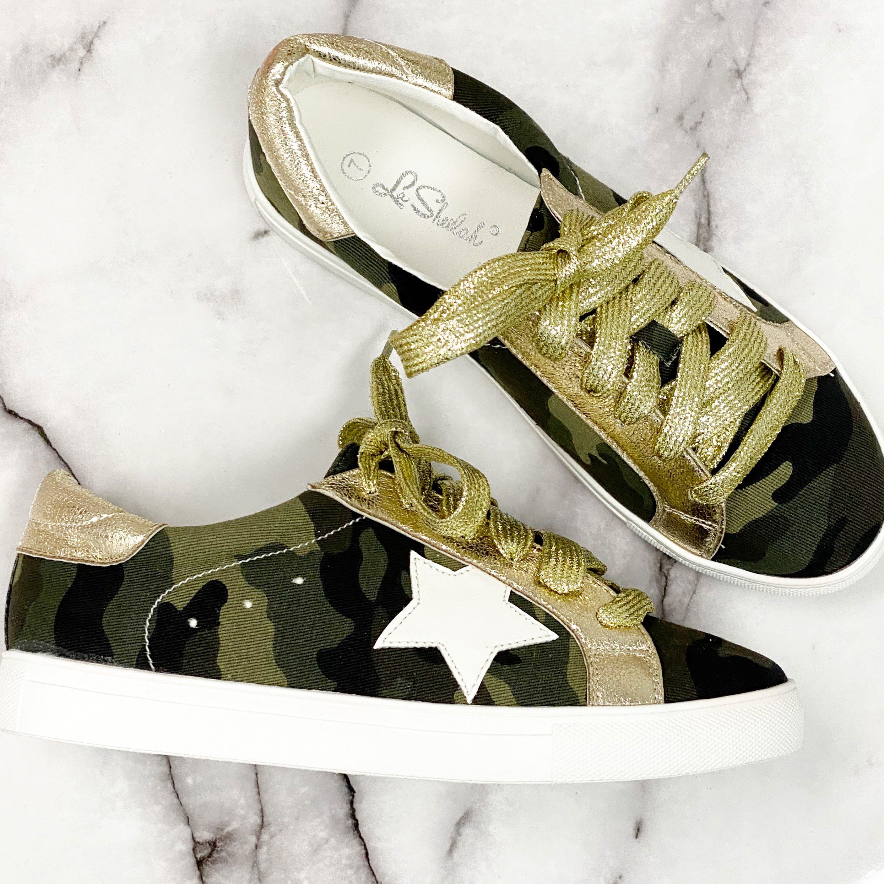 Metallic Star Sneakers: Camo