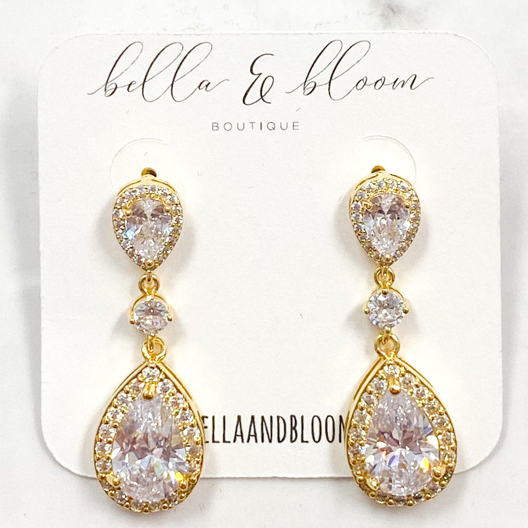 Formal Occasion Teardrop Earrings: Gold