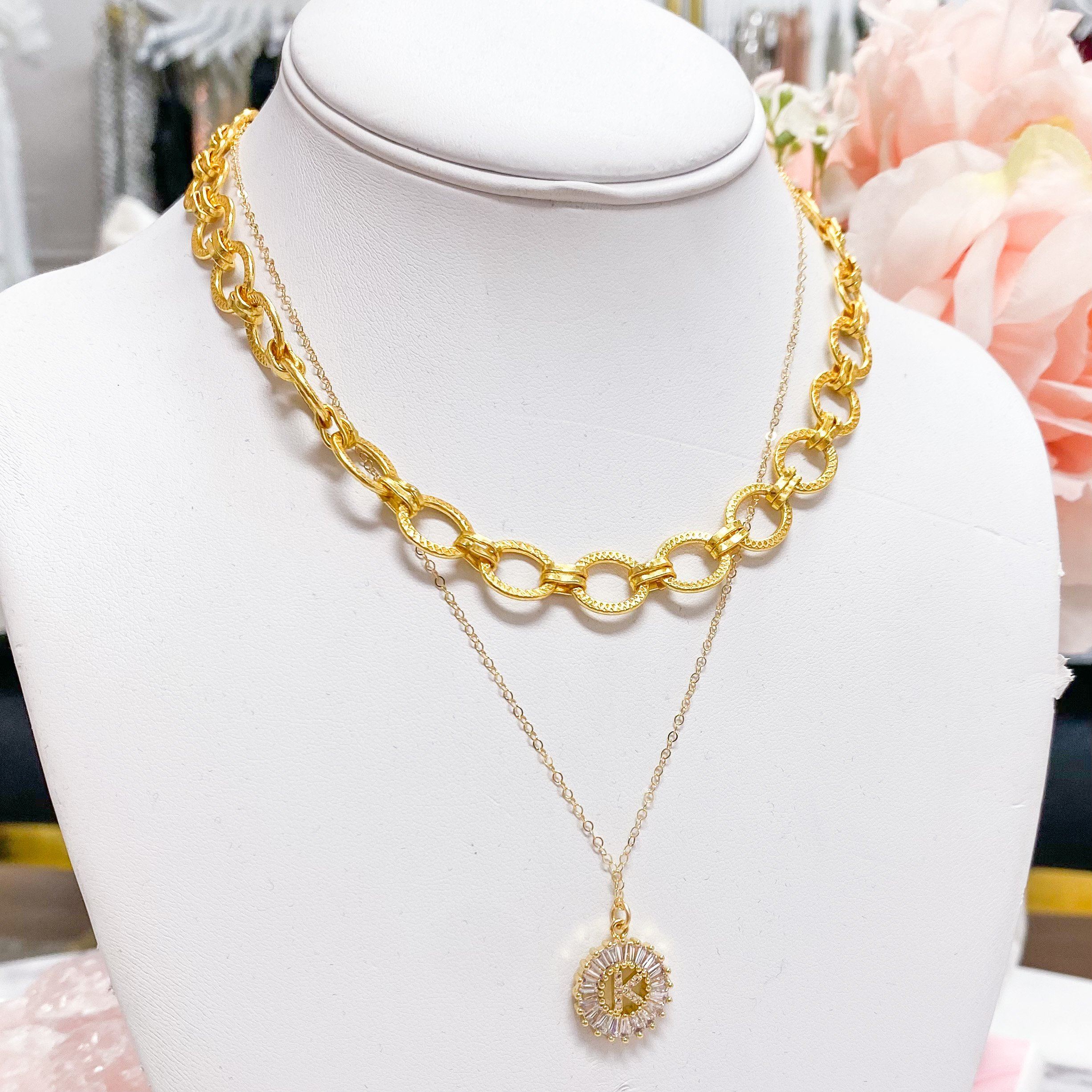 Medallion Initial Necklace - TAYLOR SHAYE: Gold