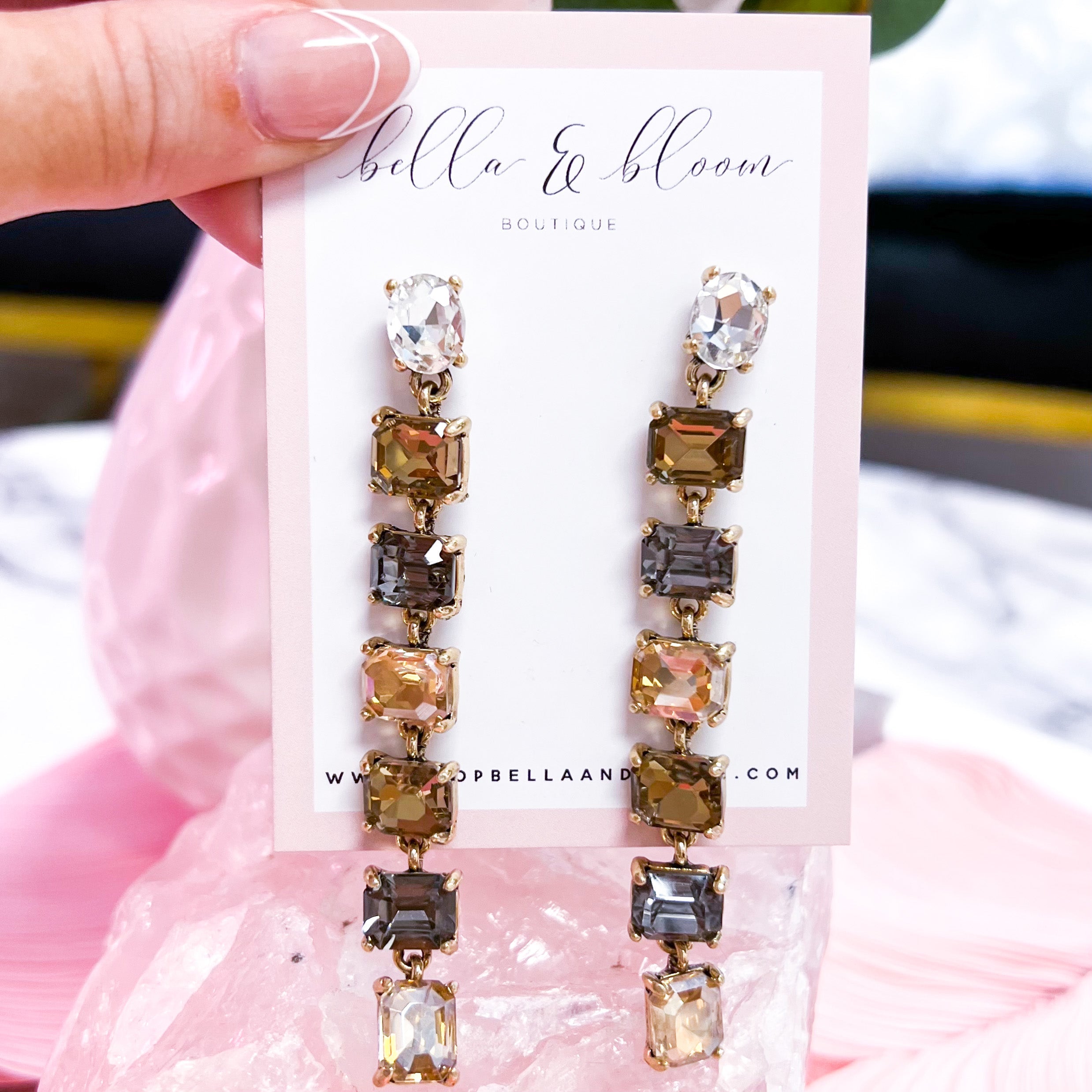 Ombré Dangle Earrings: Champagne Multi