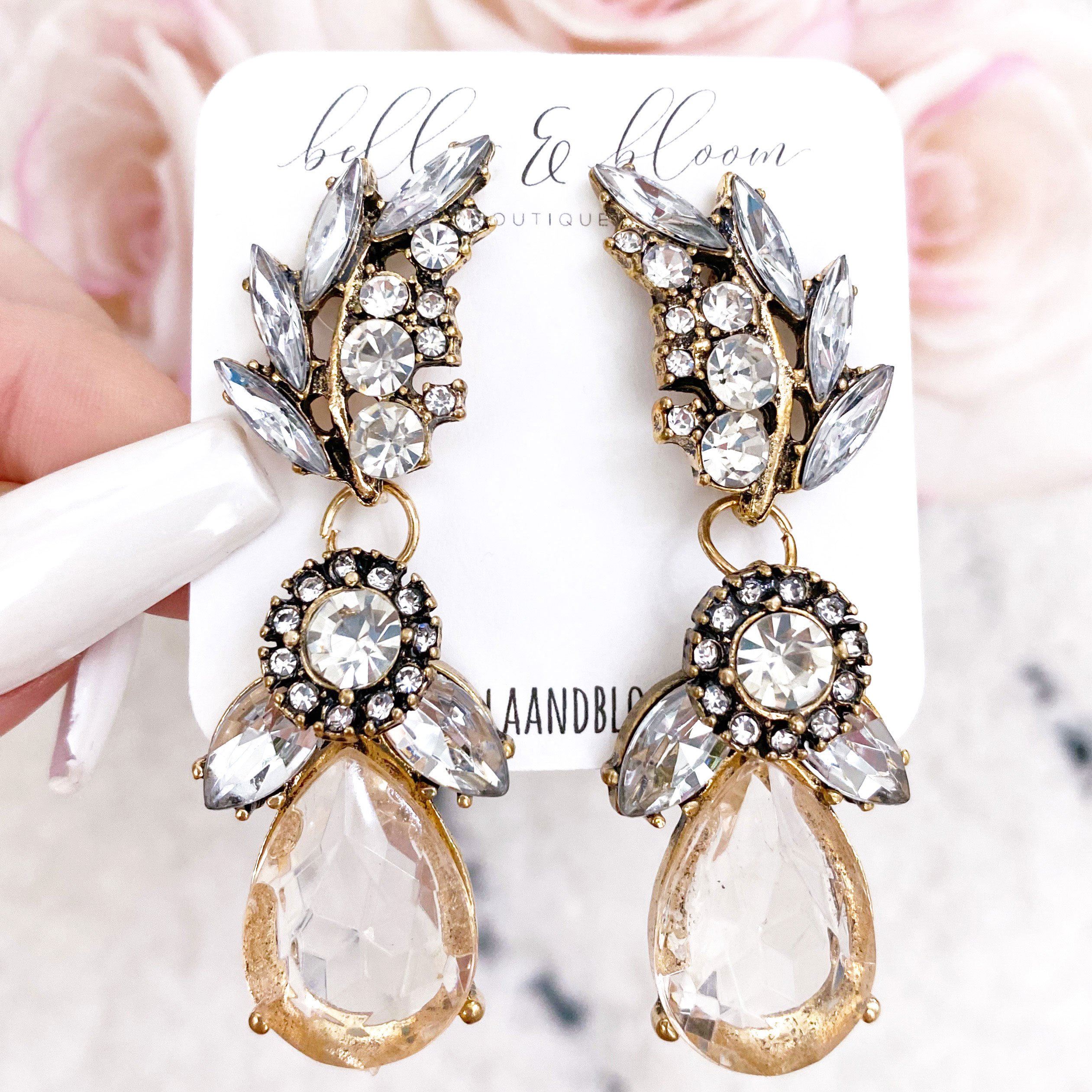 Katlyn's Bridal Earrings: Champagne/Crystal