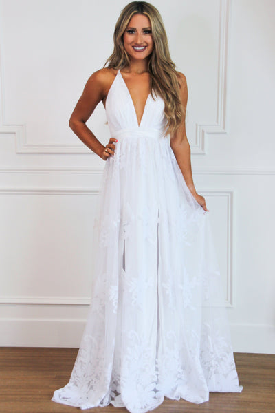 Bella and Bloom Boutique - RESTOCK: Here Comes the Bride Maxi Dress: White