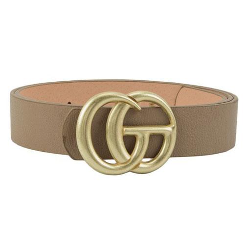 RESTOCK: Label Lover Belt: Taupe/Antique Gold