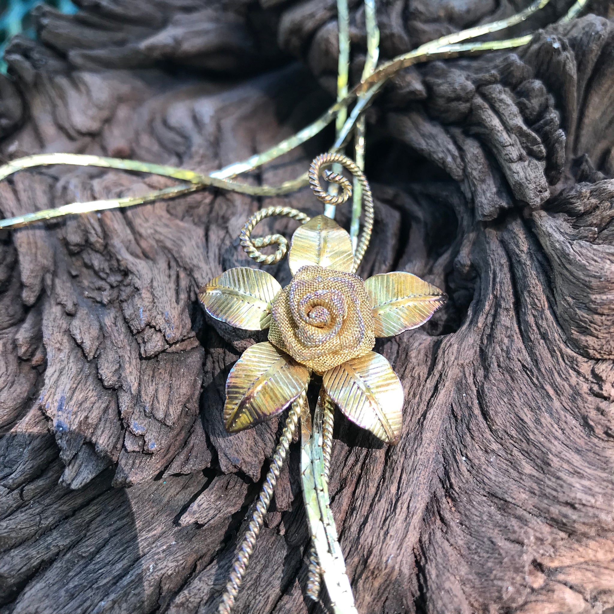 Vintage Gold Tone Rose Flower 
