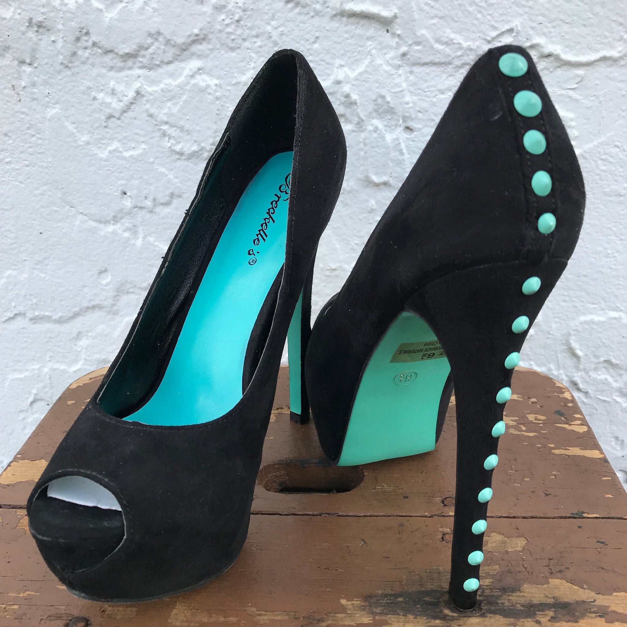 black studded platform heels
