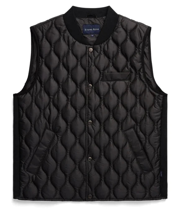 Stone Rose Black Quilted Puffer Vest