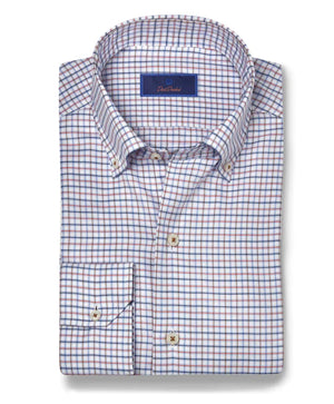 David Donahue Red & Blue Check Twill Shirt - Franco's Fine Clothier