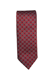 Canali Red Tie with Floral Pattern