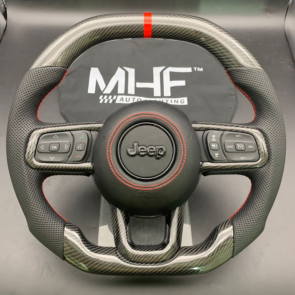 2018-2022 JT / JL “Red Accent Carbon” Jeep Wrangler Steering Wheel –  MHFAutoLighting