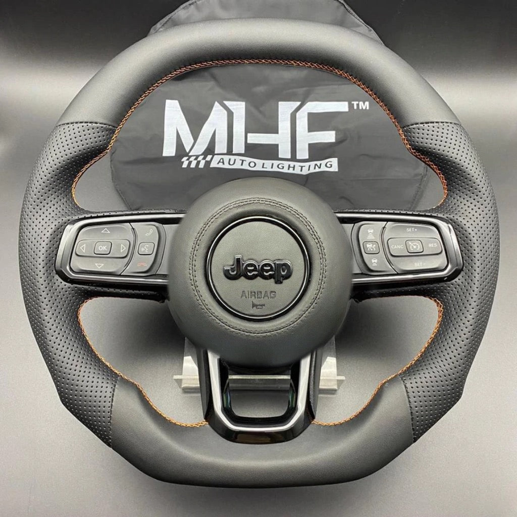 2018-2022 JT / JL “Perforated Leather / Orange” Jeep Wrangler Steering –  MHFAutoLighting