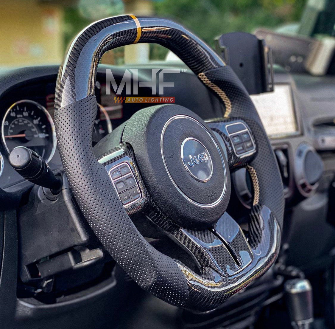 2011-2017 JK Wrangler Carbon “Tan” Accent Steering Wheel – MHFAutoLighting