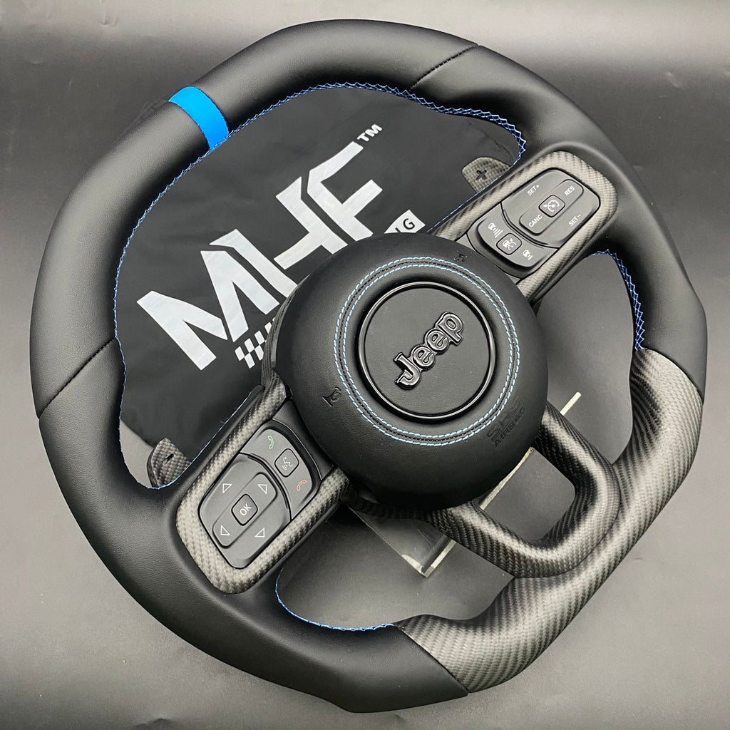 2018-2023 Matte Carbon / Light Blue” Jeep Wrangler Steering Wheel –  MHFAutoLighting