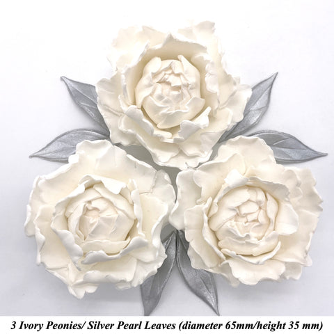 Ivory Peony with leaves