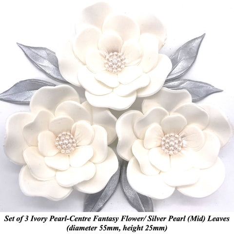 Ivory Fantasy Flowers with Silver Leaves