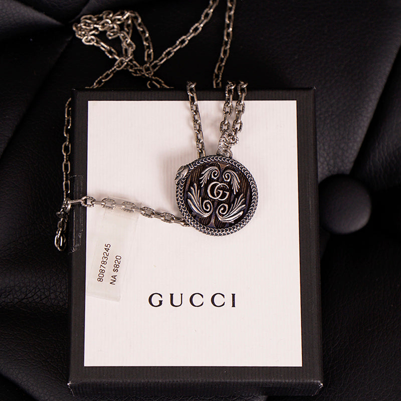 NEW $820 GUCCI GARDEN Aged Sterling Silver SNAKE OUROBOROS GG LOGO NEC –  COUTURE FOR ALL